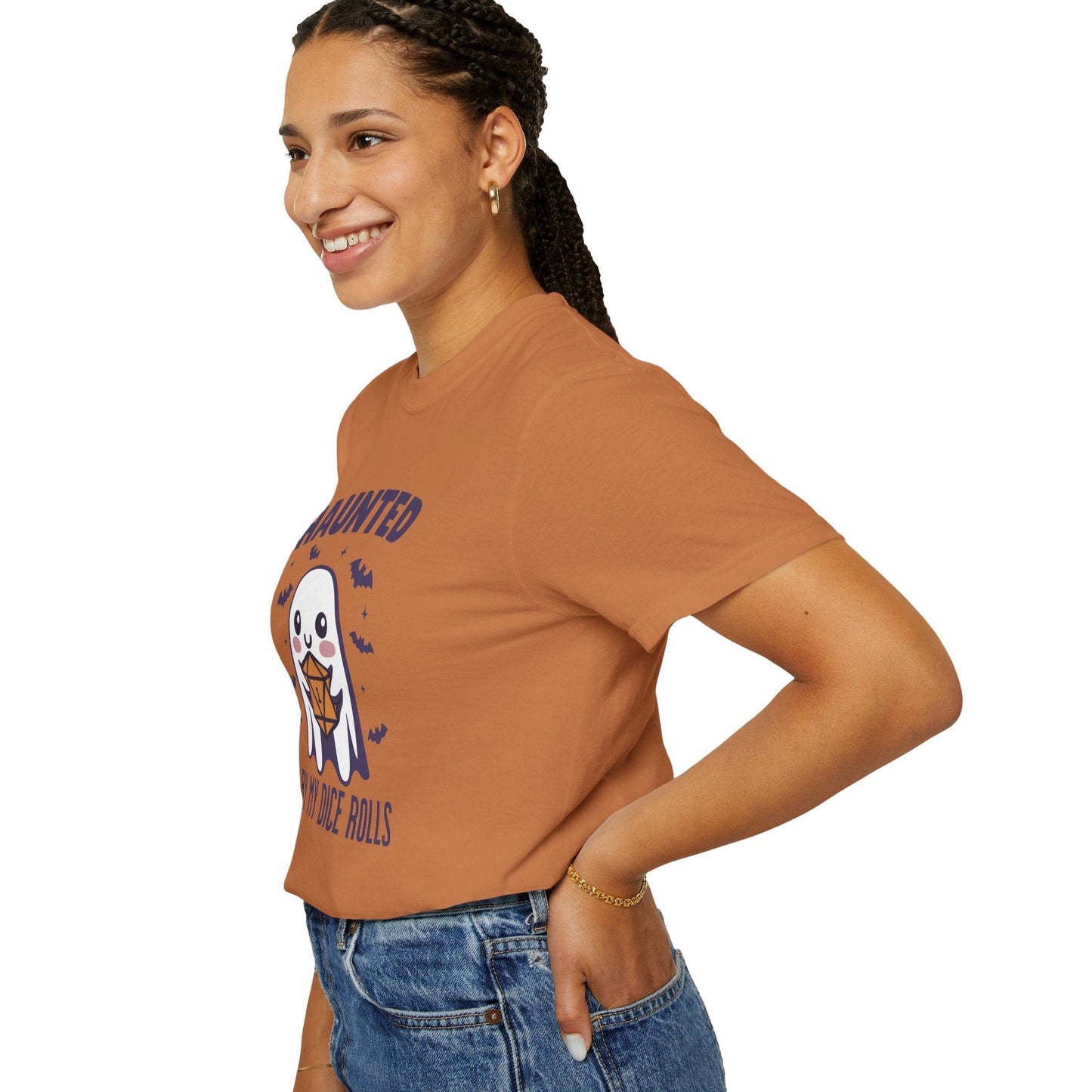 Printify T-Shirt Haunted By My Dice Rolls Halloween T-Shirt - Comfort Colors