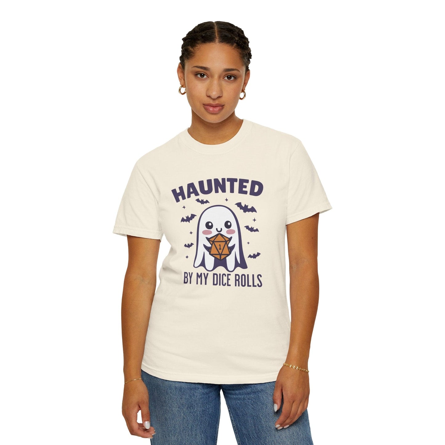 Printify T-Shirt Haunted By My Dice Rolls Halloween T-Shirt - Comfort Colors