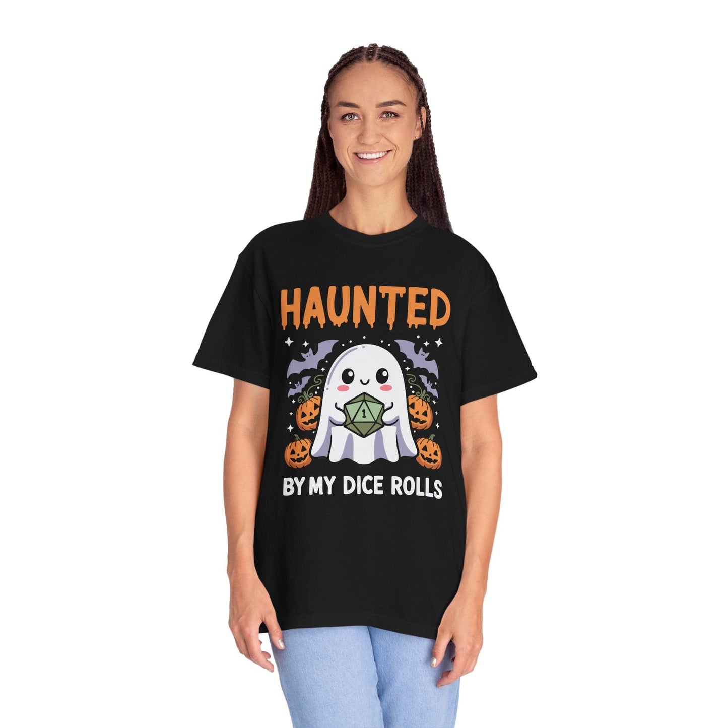 Printify T-Shirt Haunted By My Dice Rolls Kawaii T-Shirt - Comfort Colors