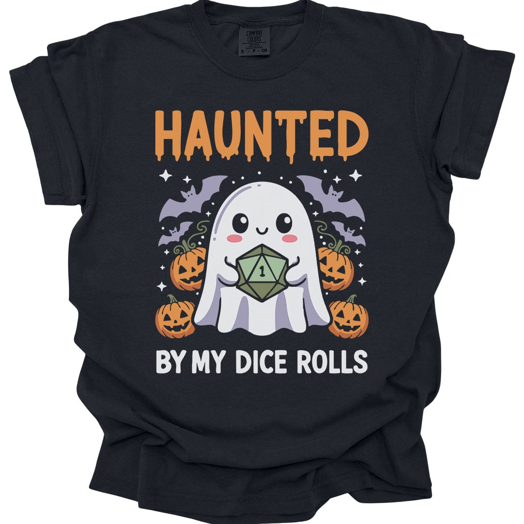 Printify T-Shirt Black / S Haunted By My Dice Rolls Kawaii T-Shirt - Comfort Colors