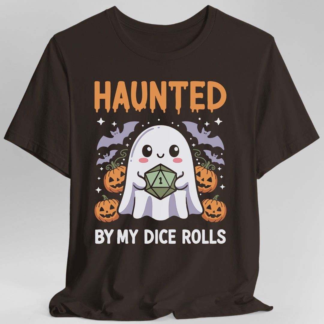 Printify T-Shirt Dark Chocolate / S Haunted By My Dice Rolls Kawaii T-Shirt
