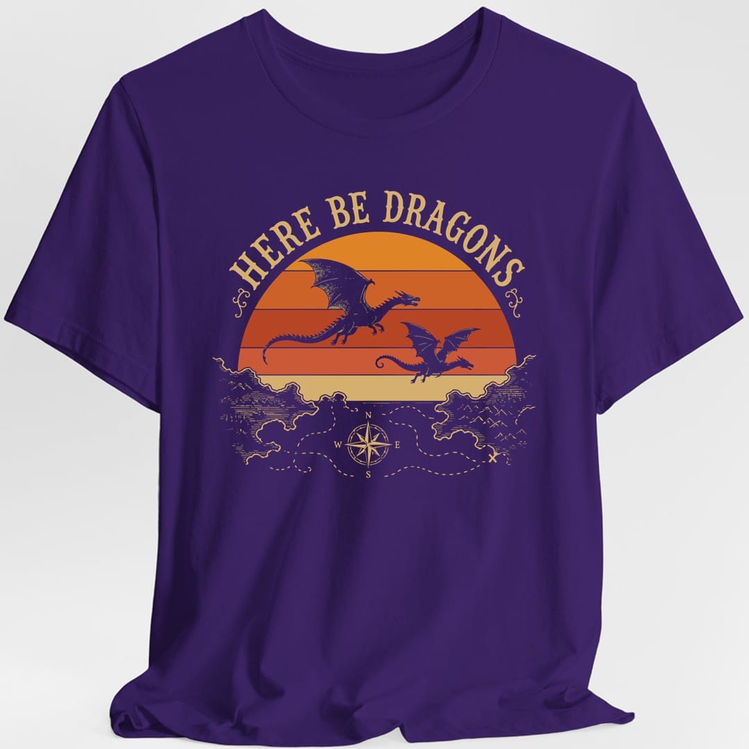 Printify T-Shirt Purple / S Here Be Dragons T-Shirt