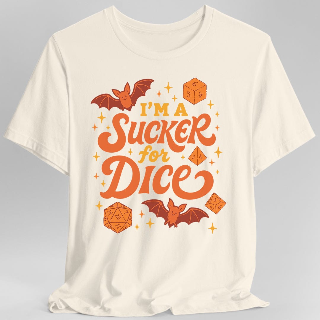 Printify T-Shirt Natural / S I'm a Sucker for Dice – Cute Halloween D&D T-Shirt