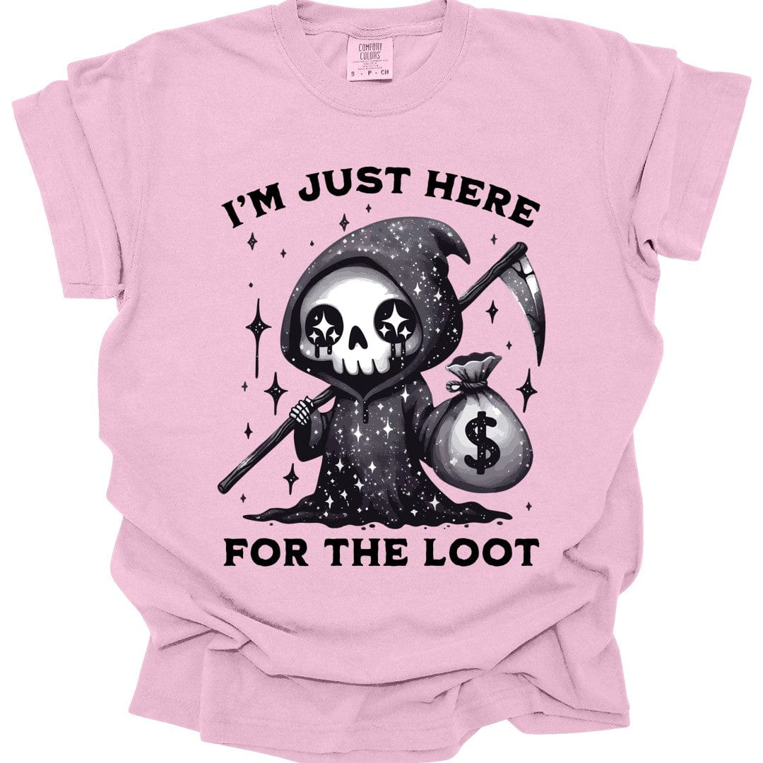 Printify T-Shirt Blossom / S I’m Just Here for the Loot T-shirt - Comfort Colors