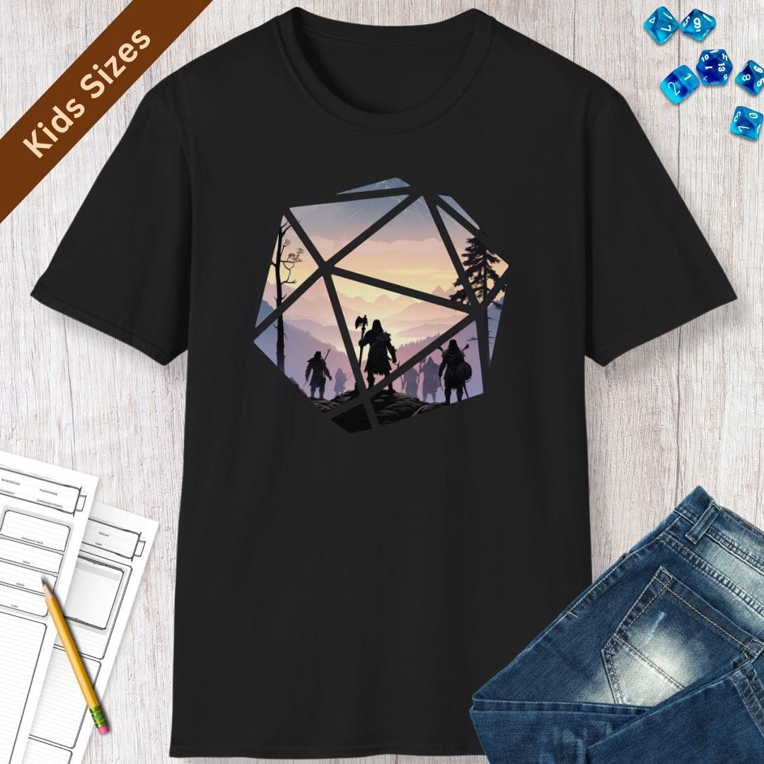 Printify Kids clothes Kids D&D D20 Landscape T-shirt