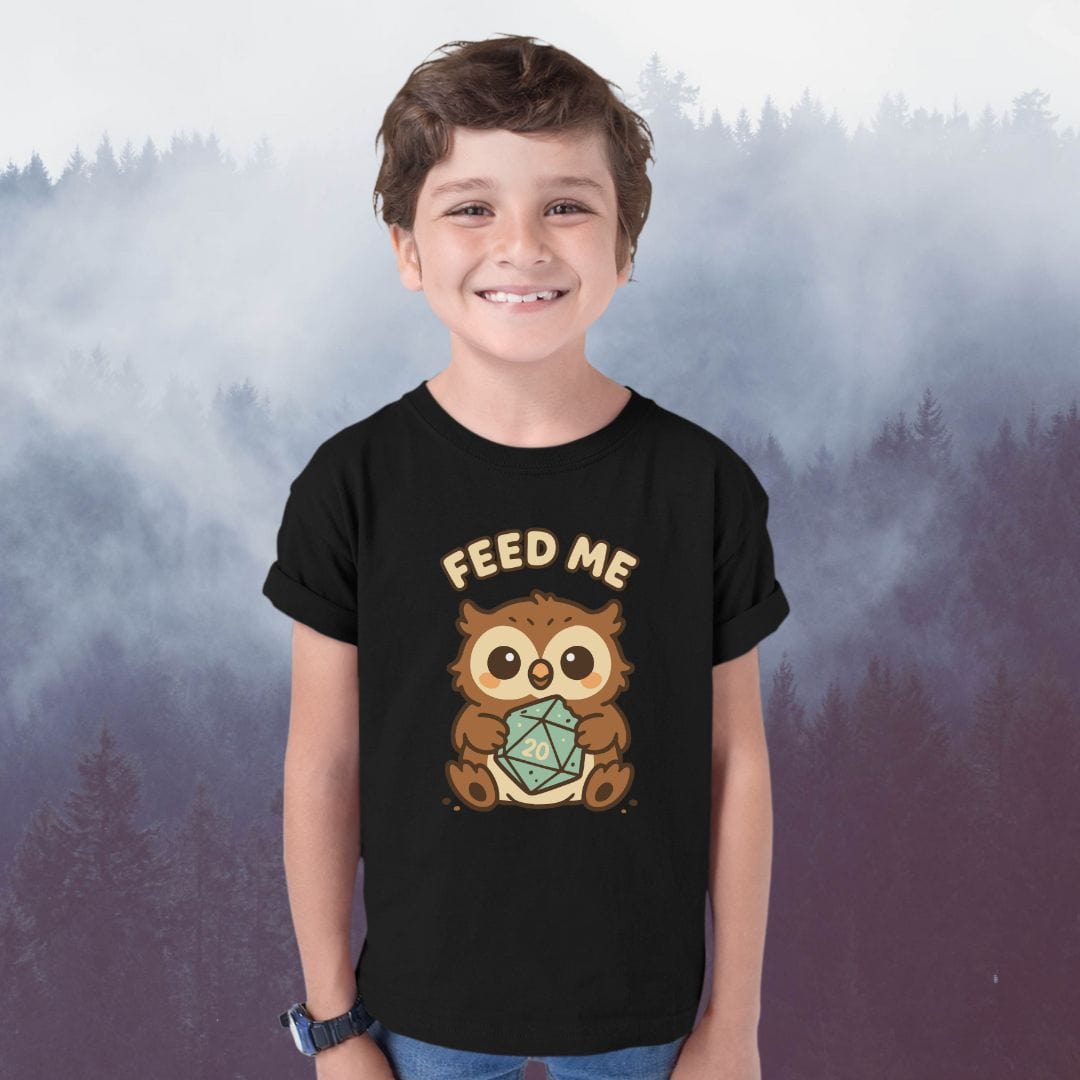 Printify Kids clothes Kids D&D Owlbear Feed Me T-Shirt