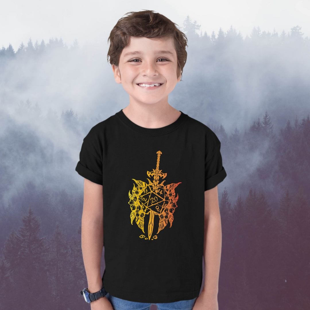 Printify Kids clothes Kids D&D Sword D20 T-shirt