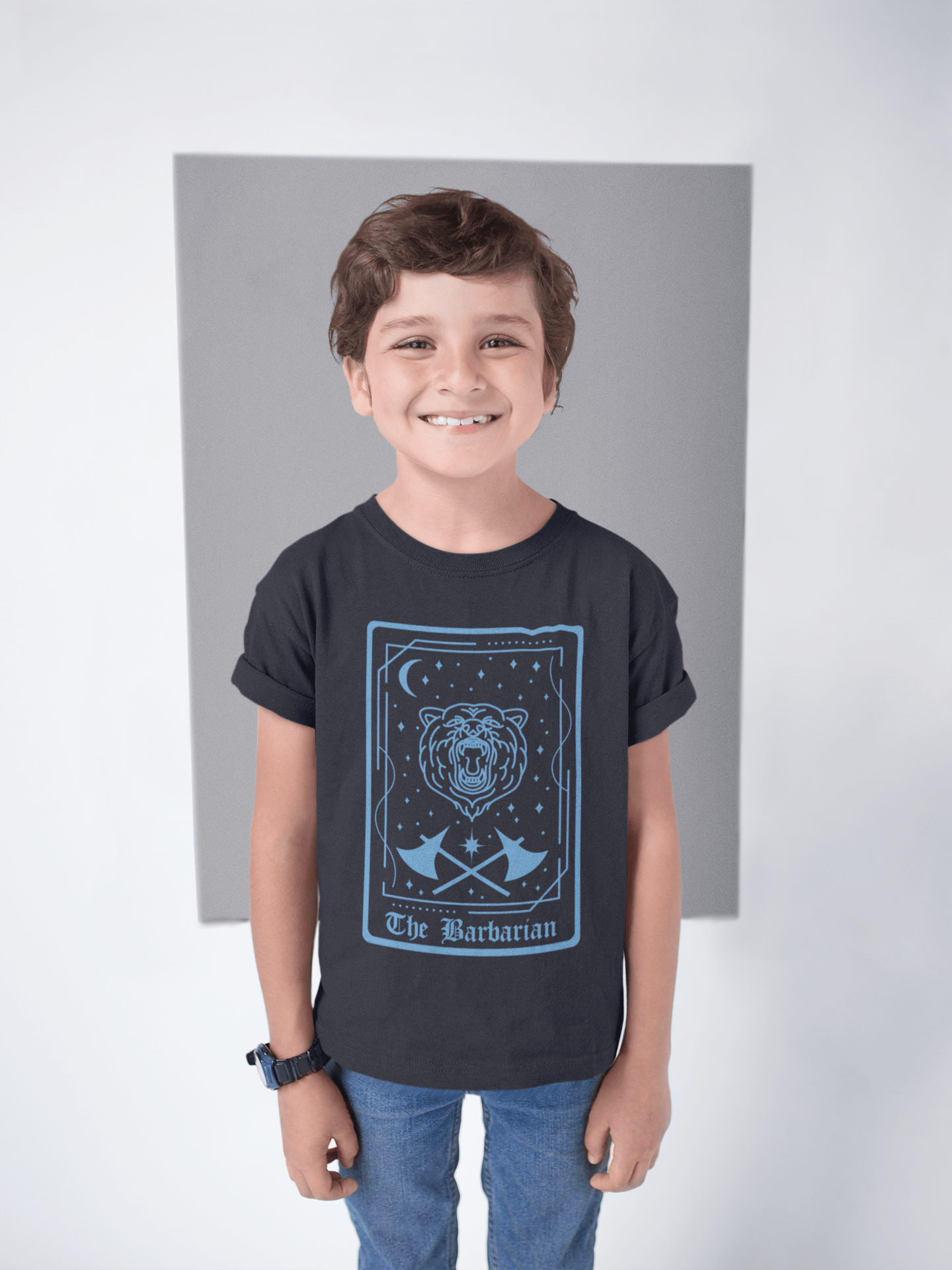Printify Kids clothes Kids Sizes The Barbarian Tarot Card T-Shirt