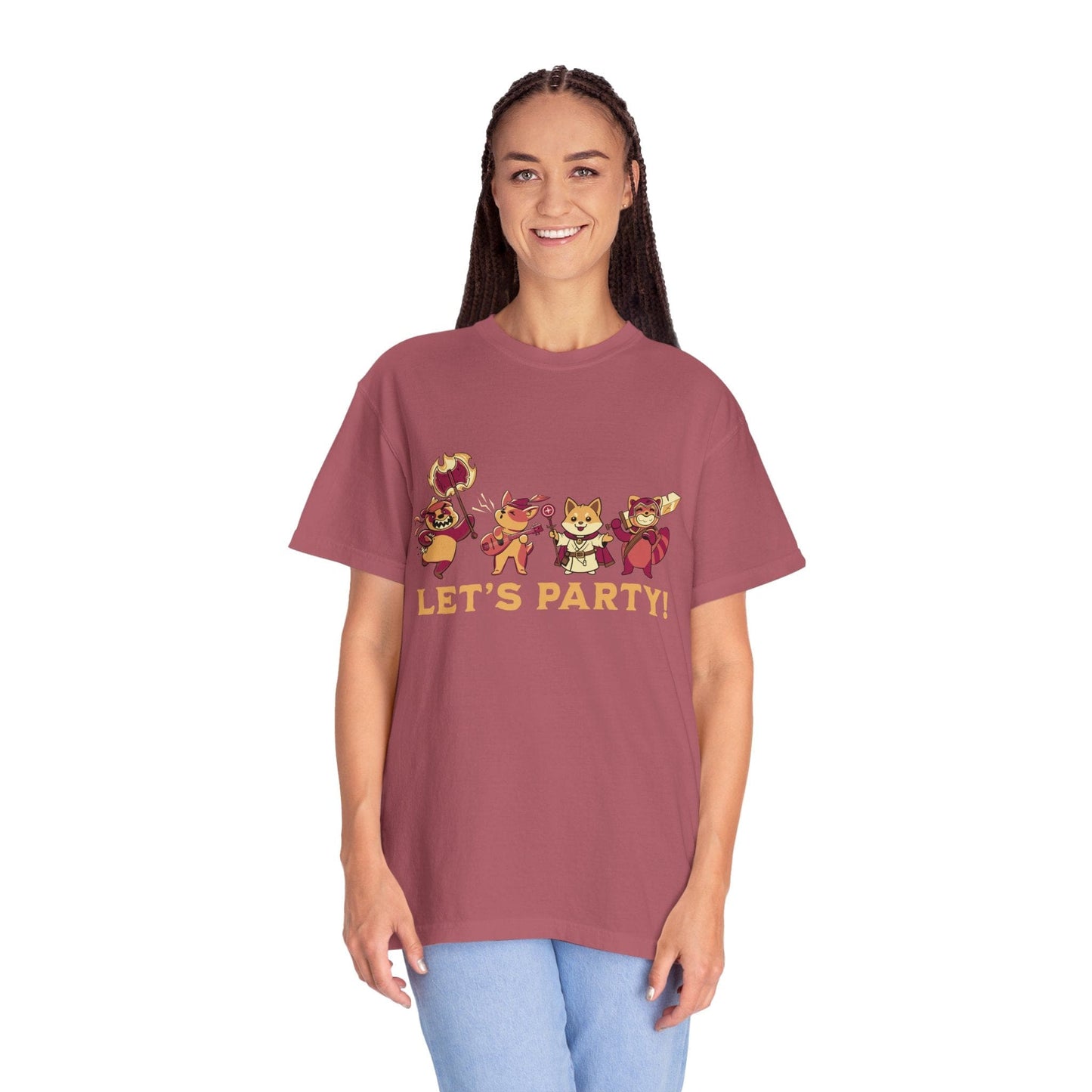 Printify T-Shirt Let’s Party – Cute D&D Adventuring Party T-Shirt - Comfort Colors