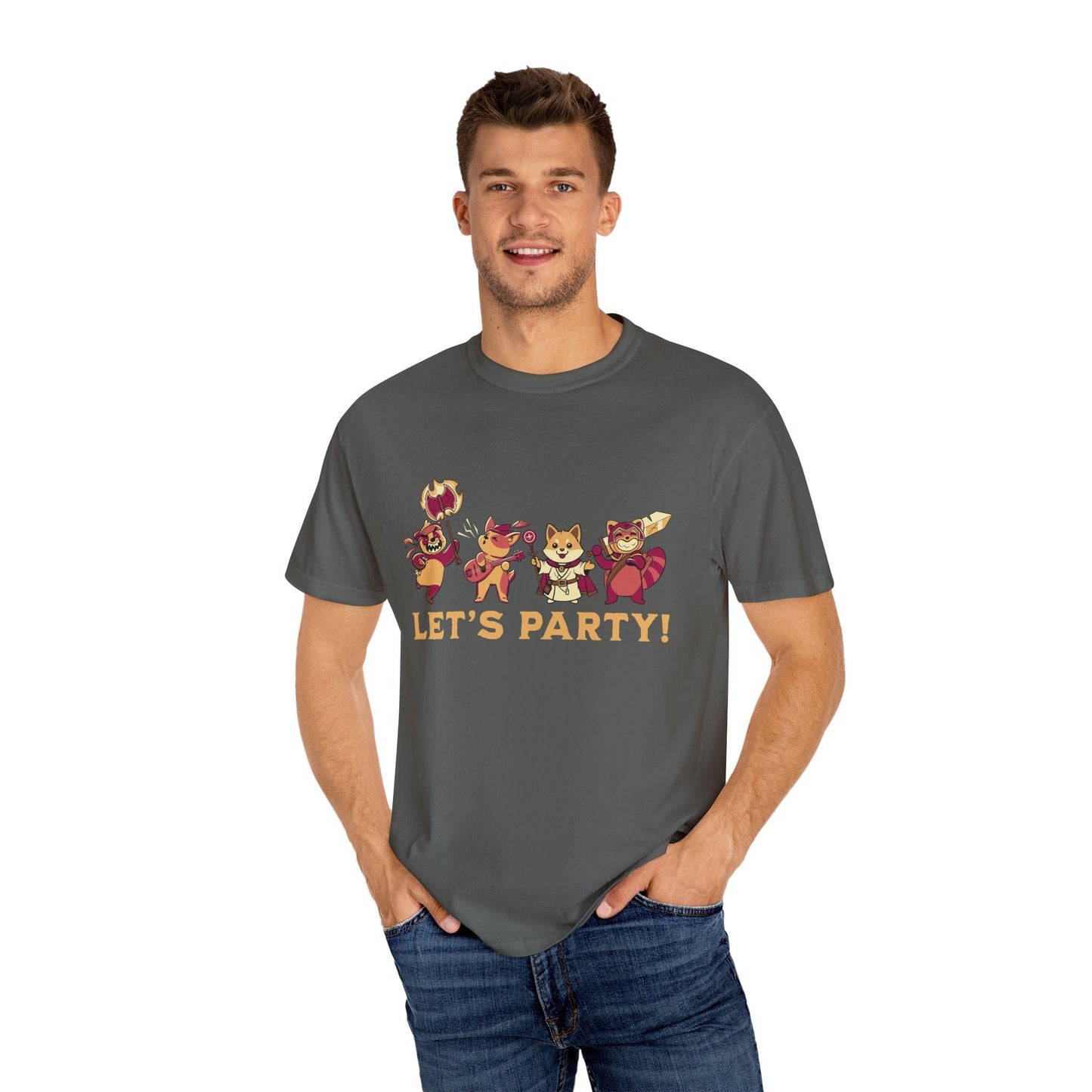 Printify T-Shirt Let’s Party – Cute D&D Adventuring Party T-Shirt - Comfort Colors