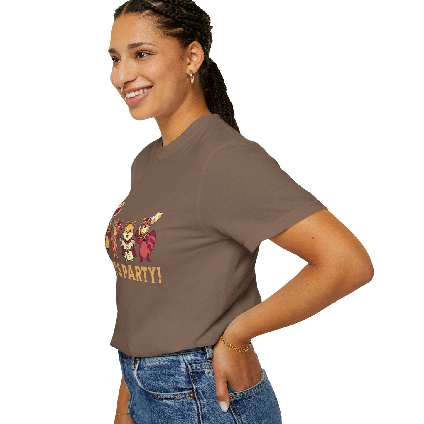 Printify T-Shirt Let’s Party – Cute D&D Adventuring Party T-Shirt - Comfort Colors