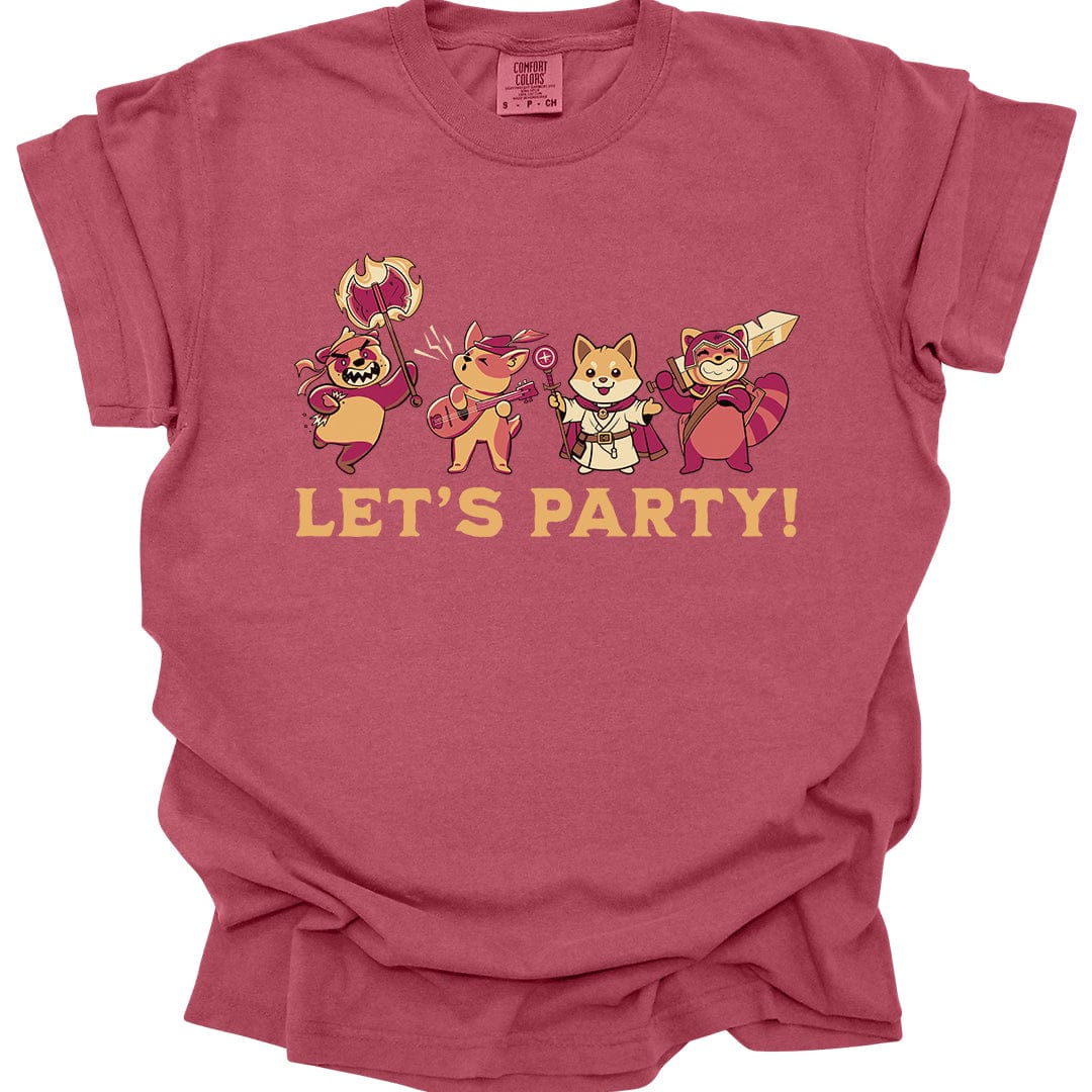 Printify T-Shirt Crimson / S Let’s Party – Cute D&D Adventuring Party T-Shirt - Comfort Colors