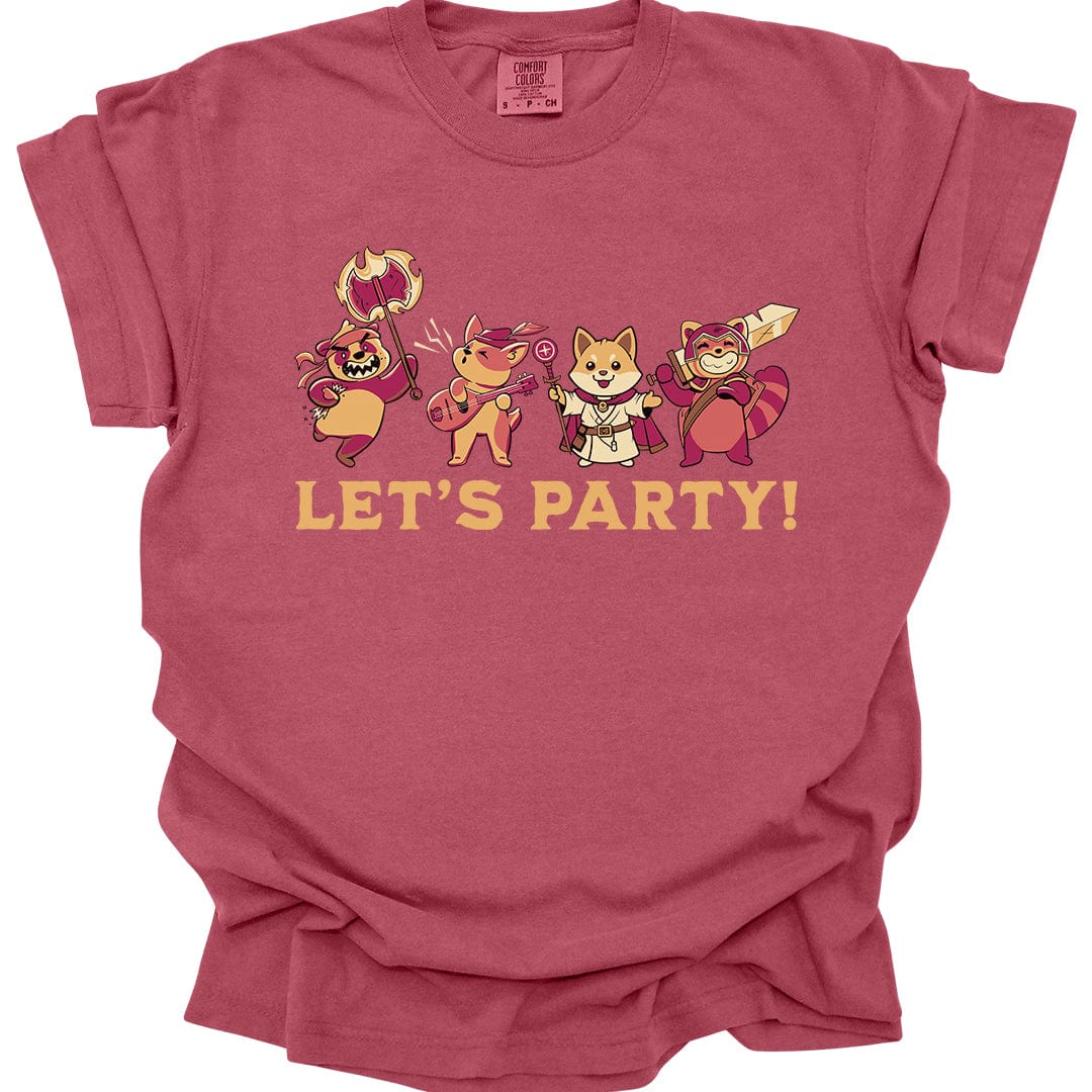 Printify T-Shirt Crimson / S Let’s Party – Cute D&D Adventuring Party T-Shirt - Comfort Colors