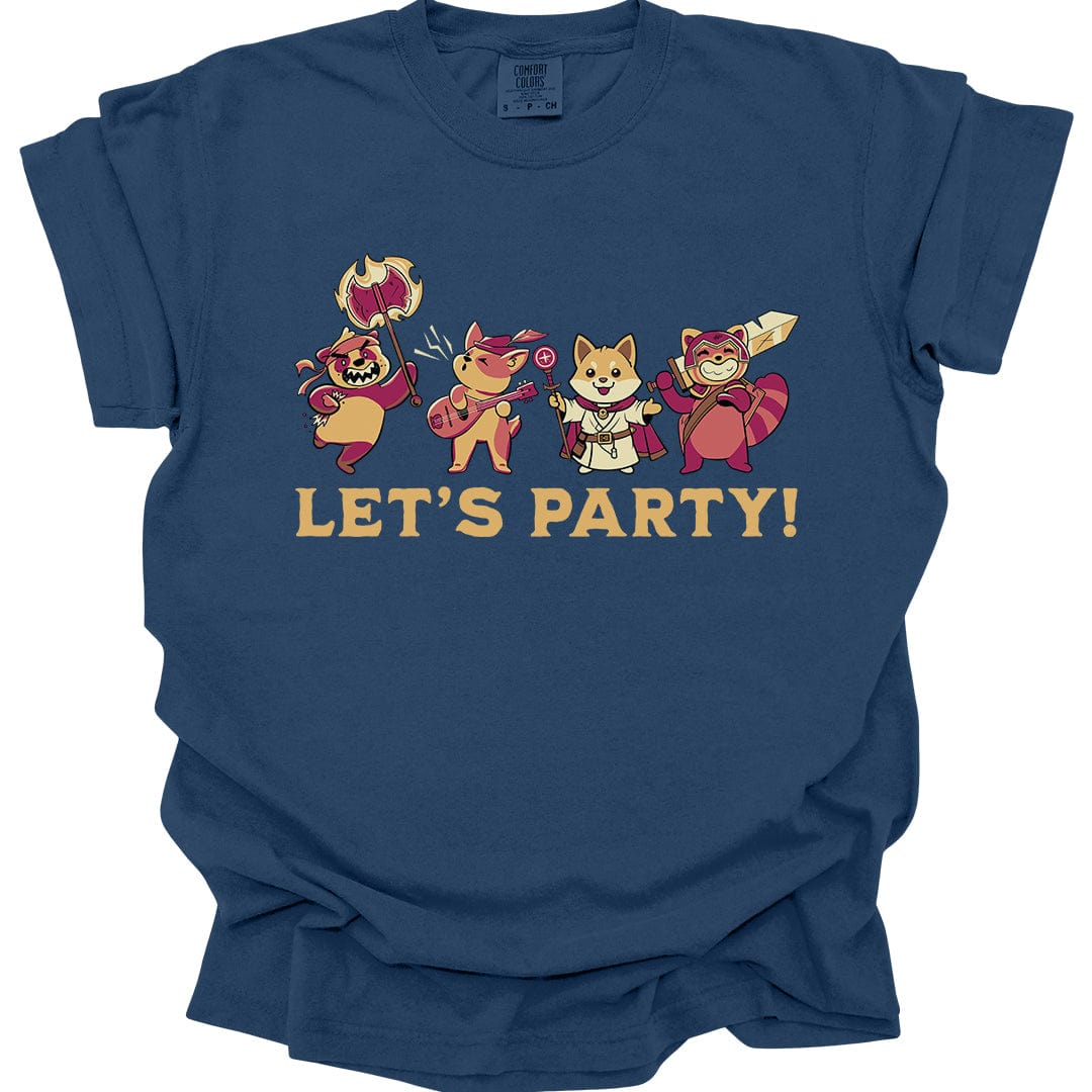 Printify T-Shirt True Navy / S Let’s Party – Cute D&D Adventuring Party T-Shirt - Comfort Colors