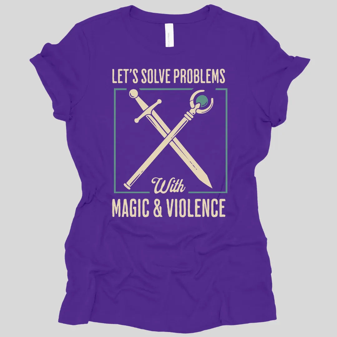 Printify T-Shirt Team Purple / S Let's Solve Problems with Magic & Violence Women's T-shirt
