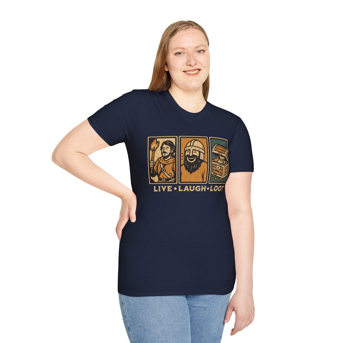 Printify T-Shirt Live Laugh Loot T-shirt - Comic Panels