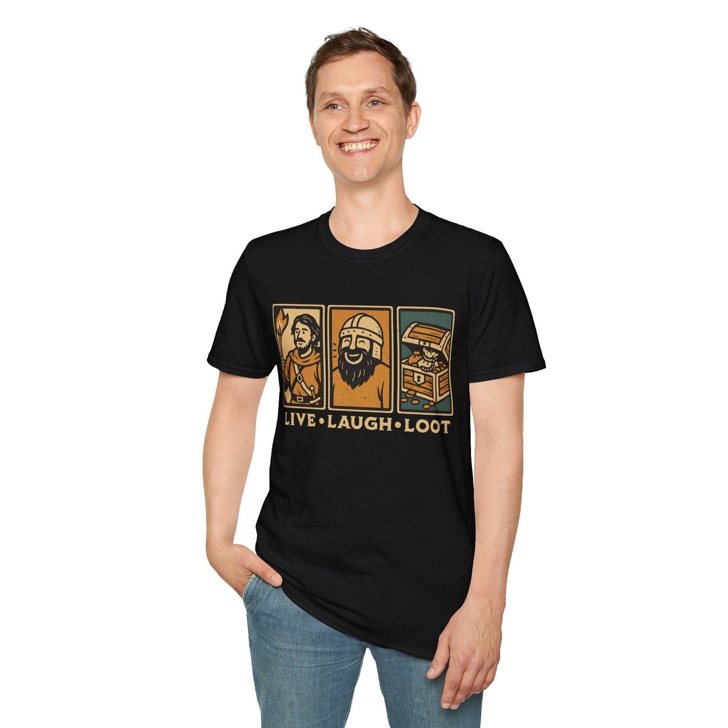 Printify T-Shirt Live Laugh Loot T-shirt - Comic Panels