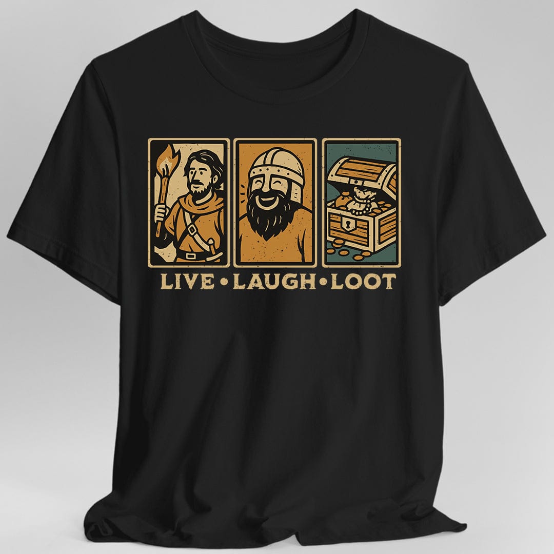 Printify T-Shirt Black / S Live Laugh Loot T-shirt - Comic Panels