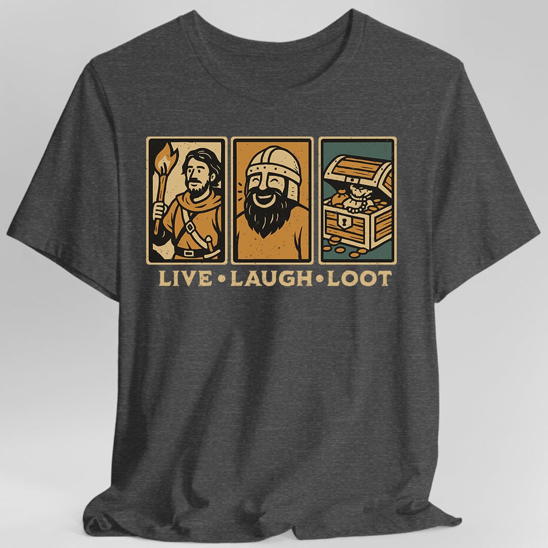 Printify T-Shirt Dark Heather / S Live Laugh Loot T-shirt - Comic Panels
