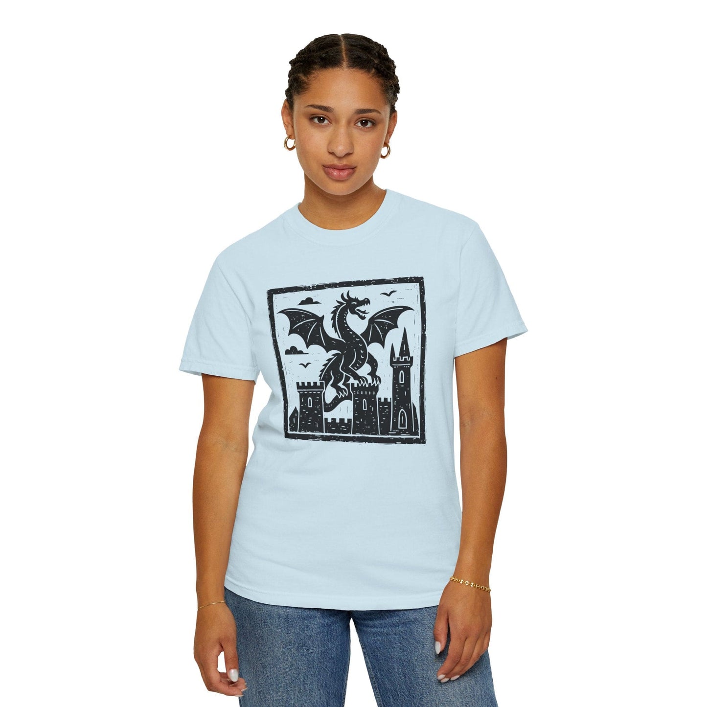 Printify T-Shirt Medieval Woodcut Dragon Shirt - Comfort Colors