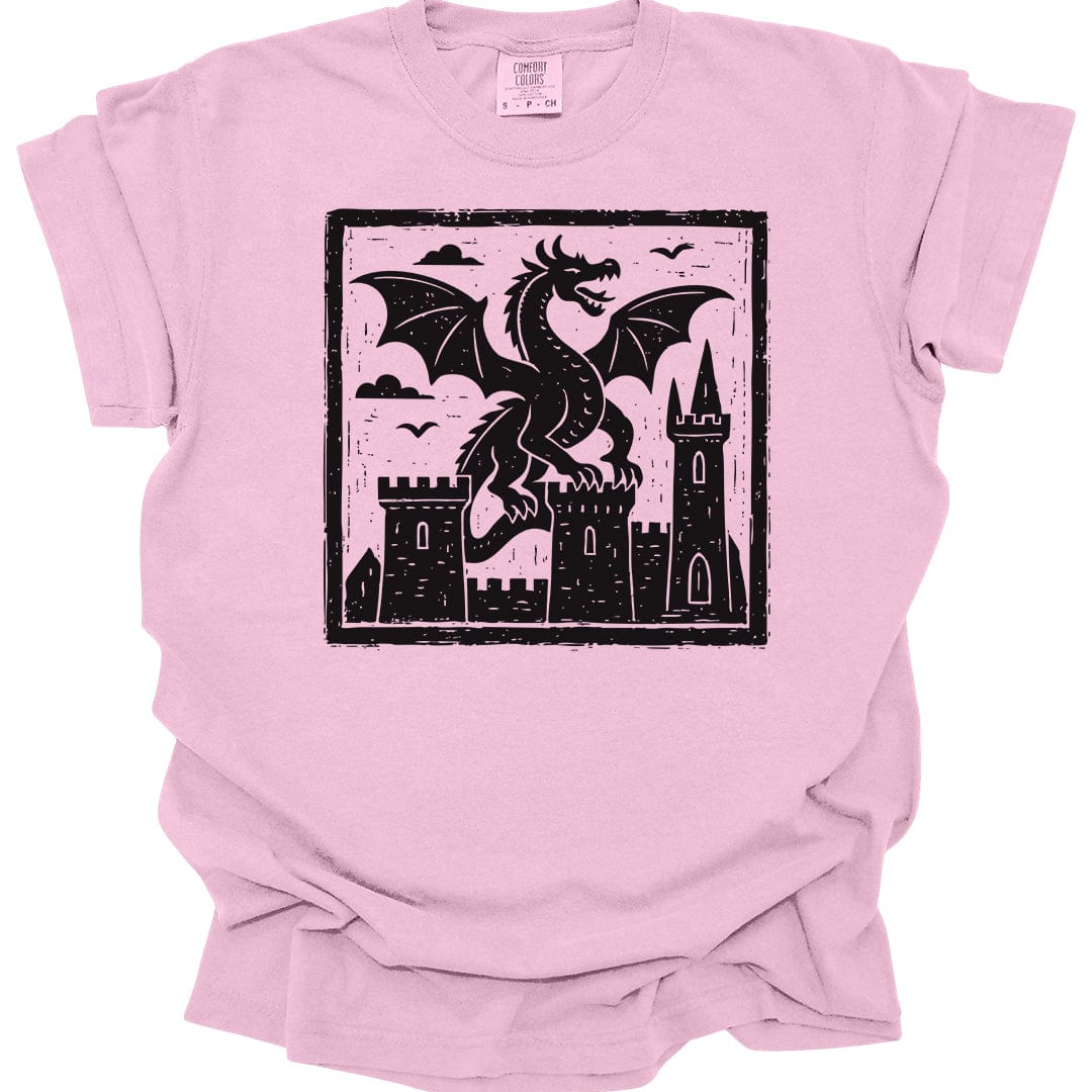 Printify T-Shirt Blossom / S Medieval Woodcut Dragon Shirt - Comfort Colors