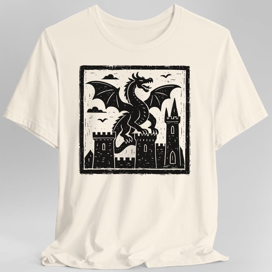 Printify T-Shirt Natural / S Medieval Woodcut Dragon Shirt