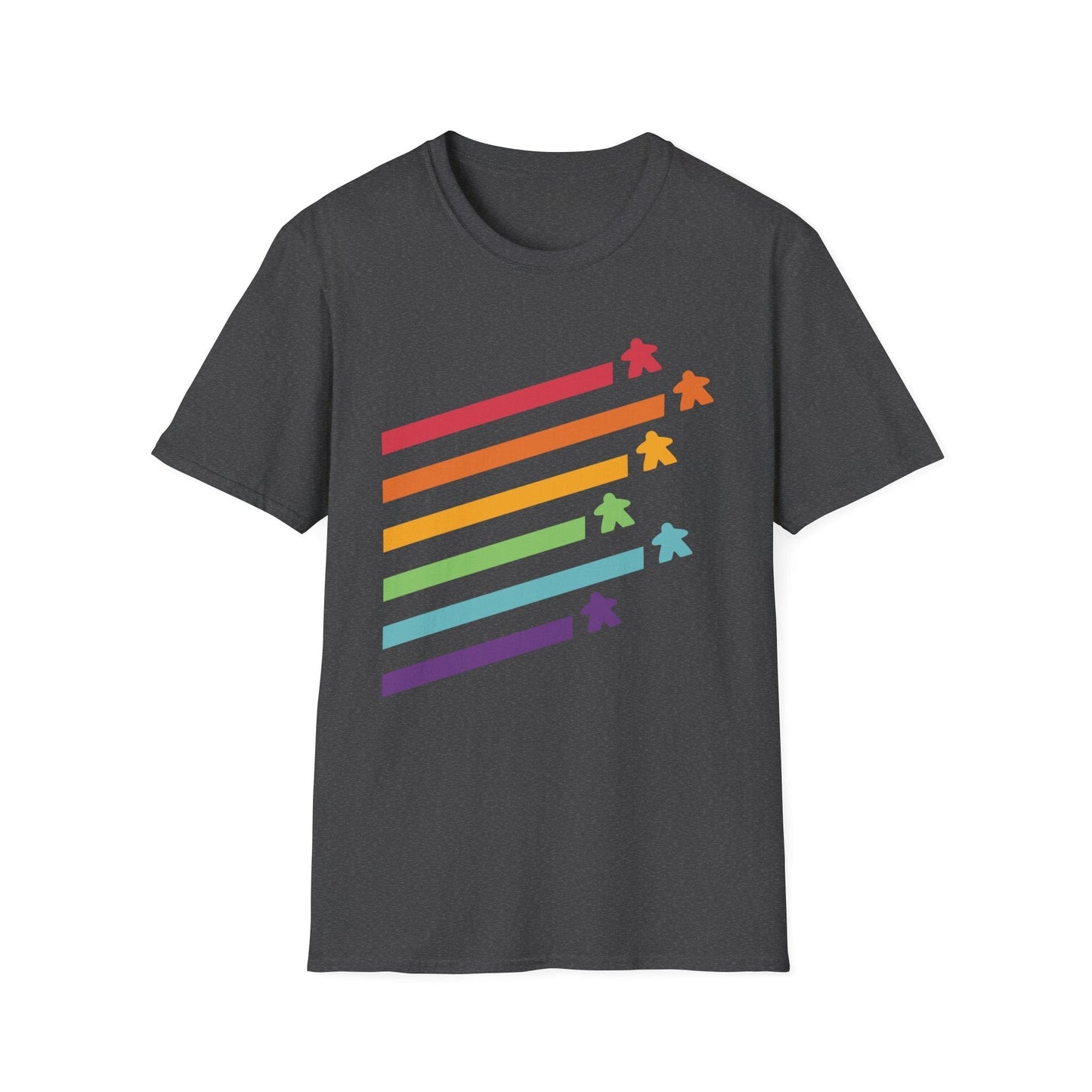 Printify T-Shirt Dark Heather / S Meeple Shirt - Retro Rainbow Board Game Shirt