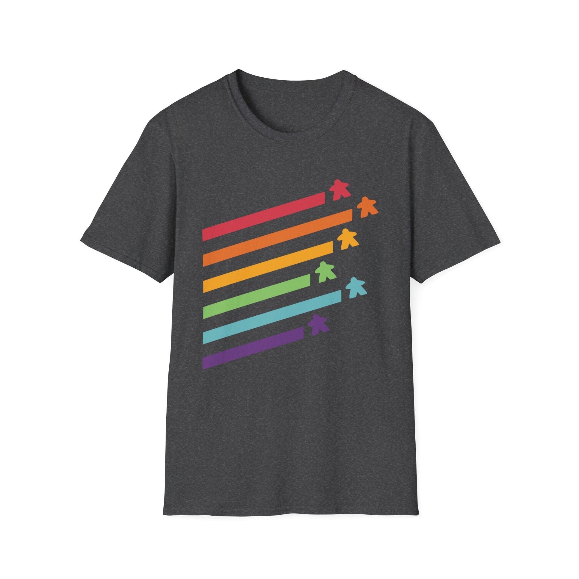Printify T-Shirt Dark Heather / S Meeple Shirt - Retro Rainbow Board Game Shirt