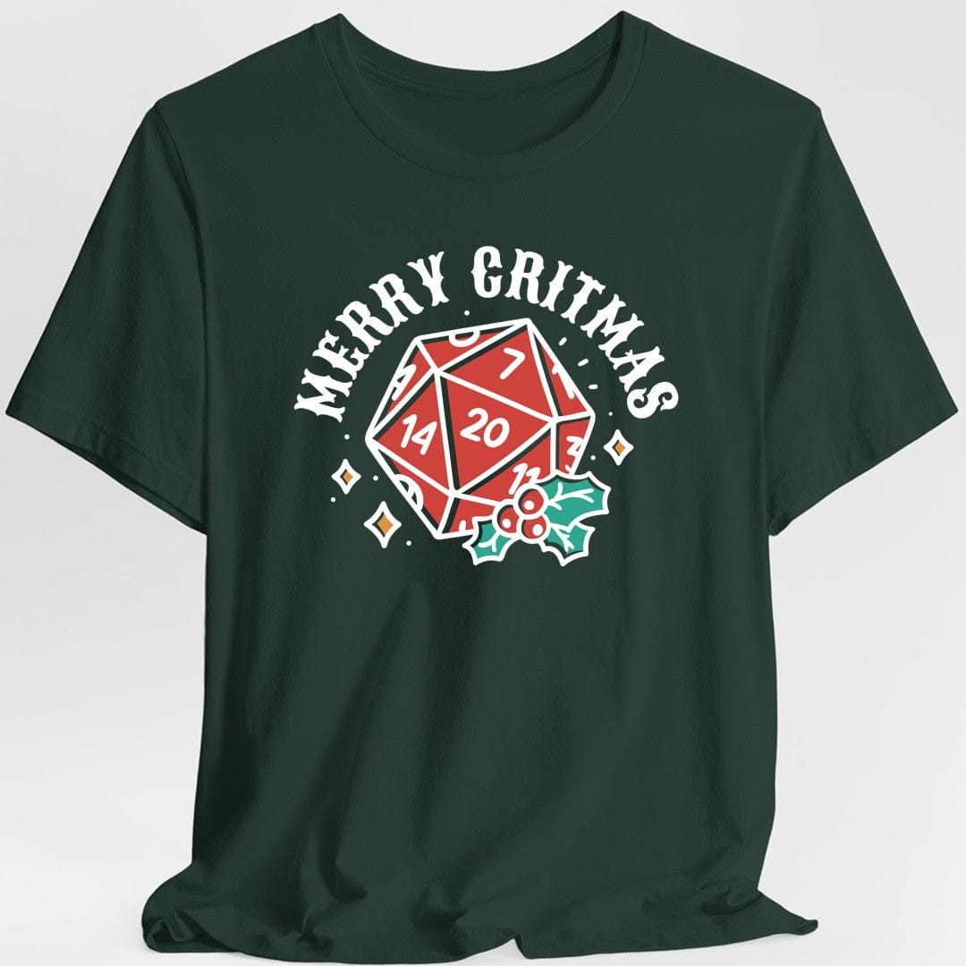 Printify T-Shirt Forest Green / S Merry Critmas D20 T-shirt