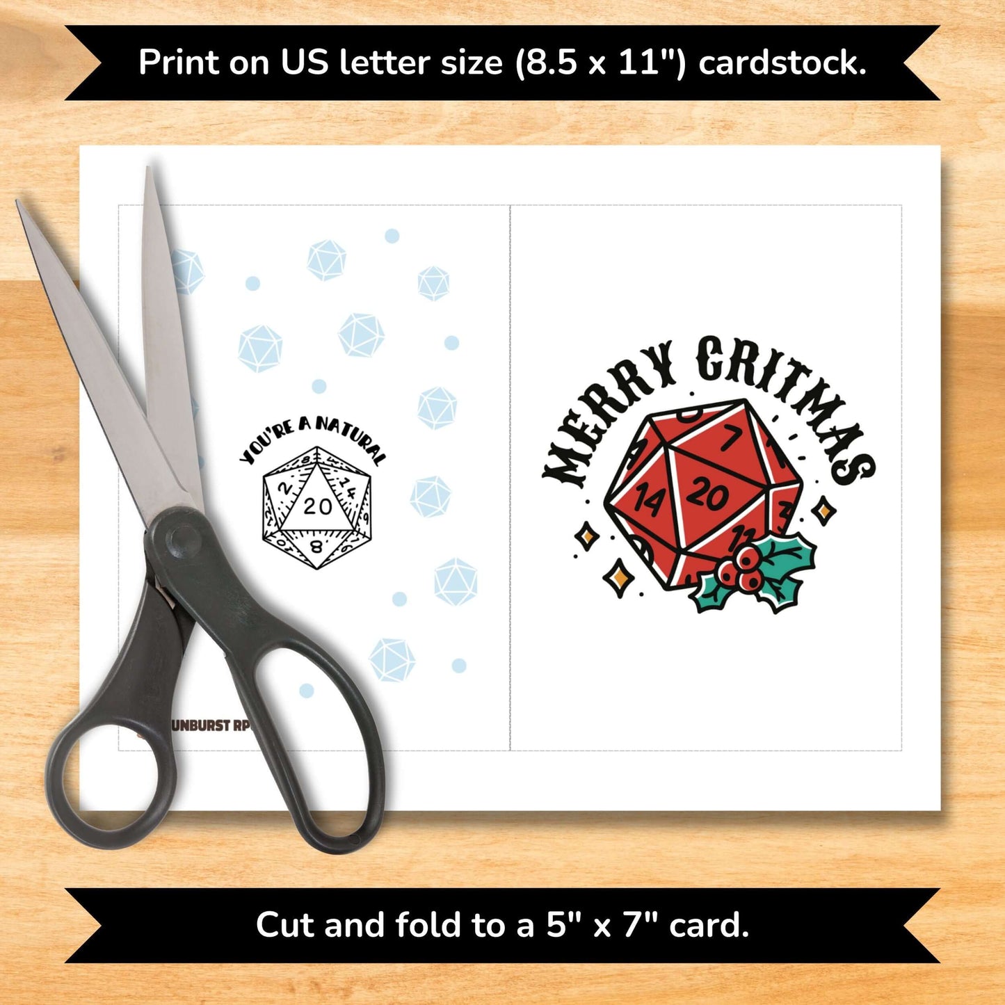 Sunburst RPG Digital Merry Critmas Greeting Card - Digital Download