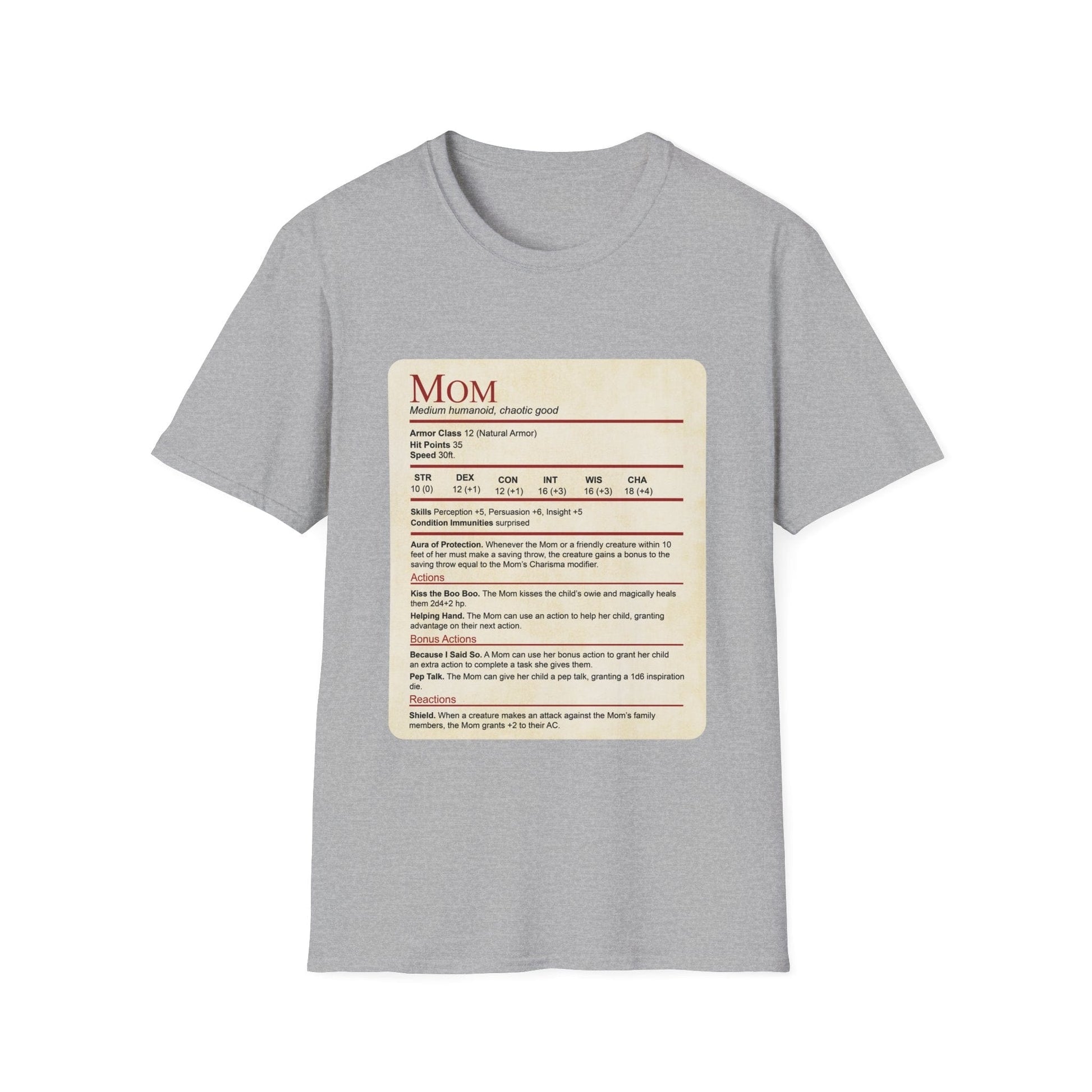 Printify T-Shirt Sport Grey / XS Mom DND Shirt - Funny Stat Block