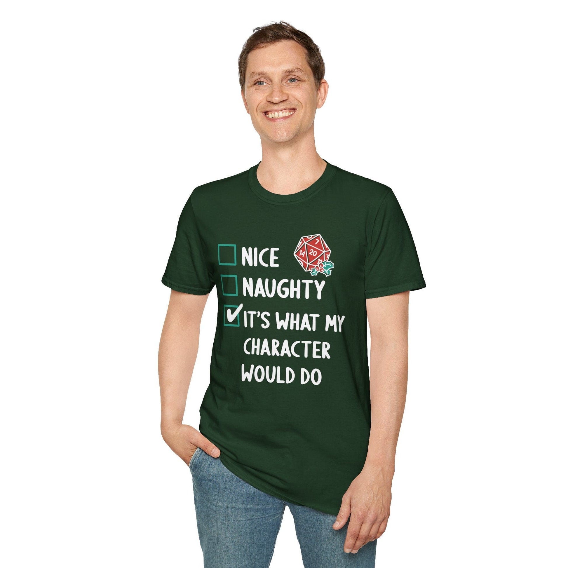 Printify T-Shirt Naughty & Nice Christmas DnD T-Shirt