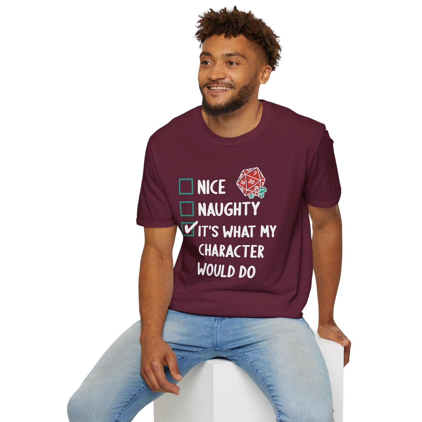 Printify T-Shirt Naughty & Nice Christmas DnD T-Shirt