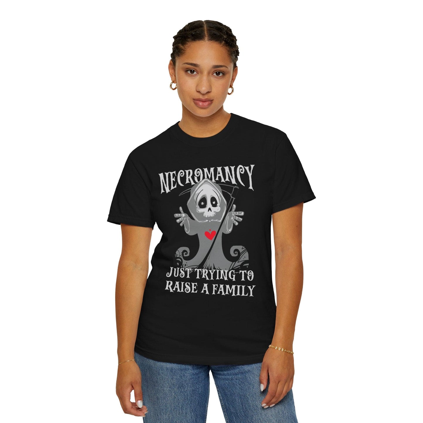 Printify T-Shirt Necromancy Shirt - Trying To Raise A Family - Comfort Colors