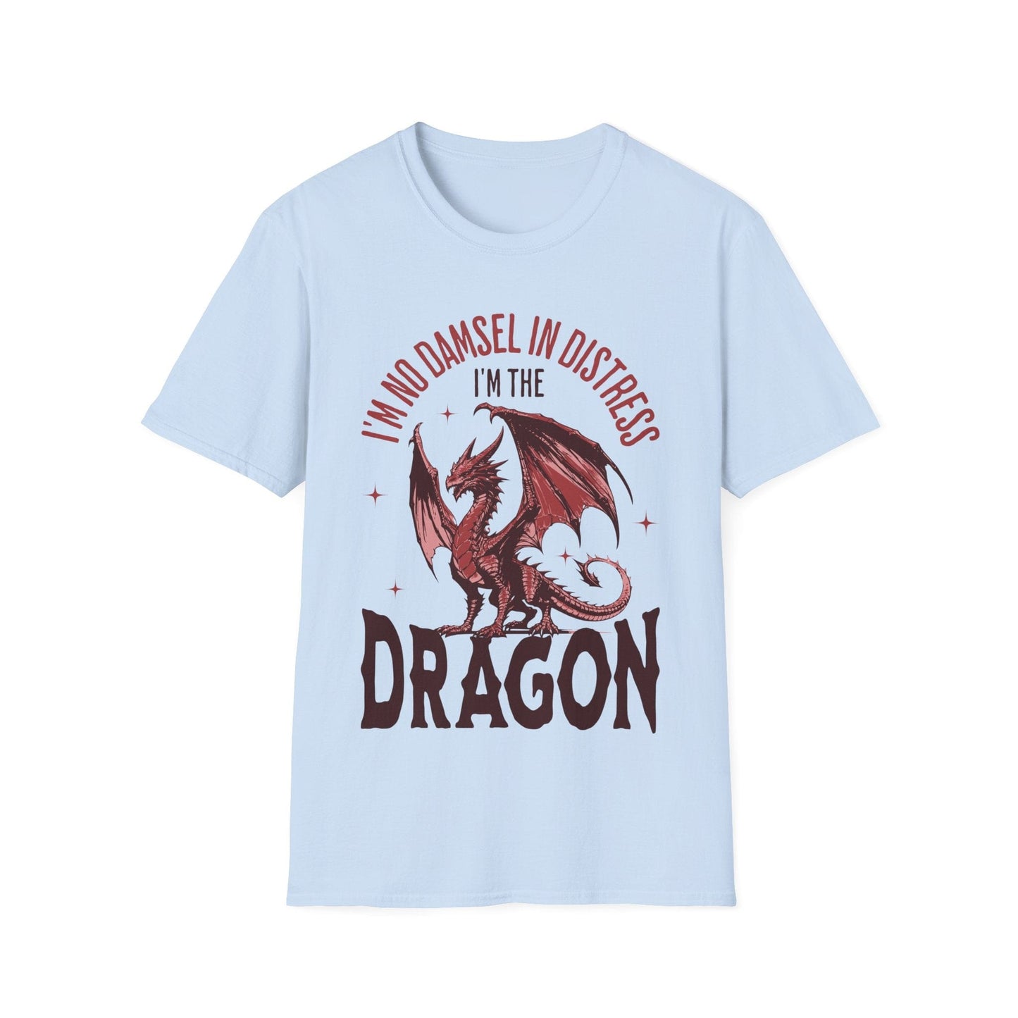 Printify T-Shirt Baby Blue / S No Damsel In Distress Dragon Feminism Shirt