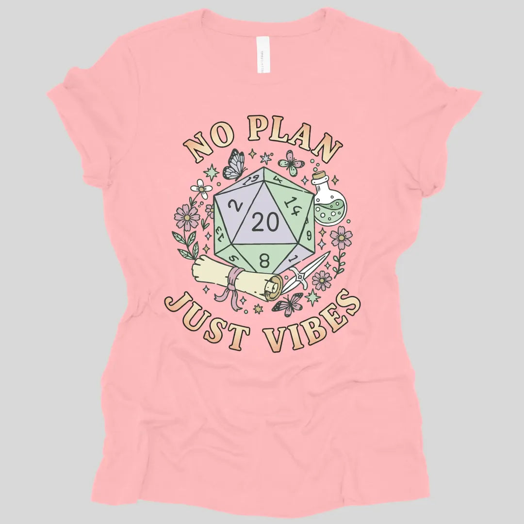 Printify T-Shirt Pink / S No Plan Just Vibes D&D Women's T-shirt