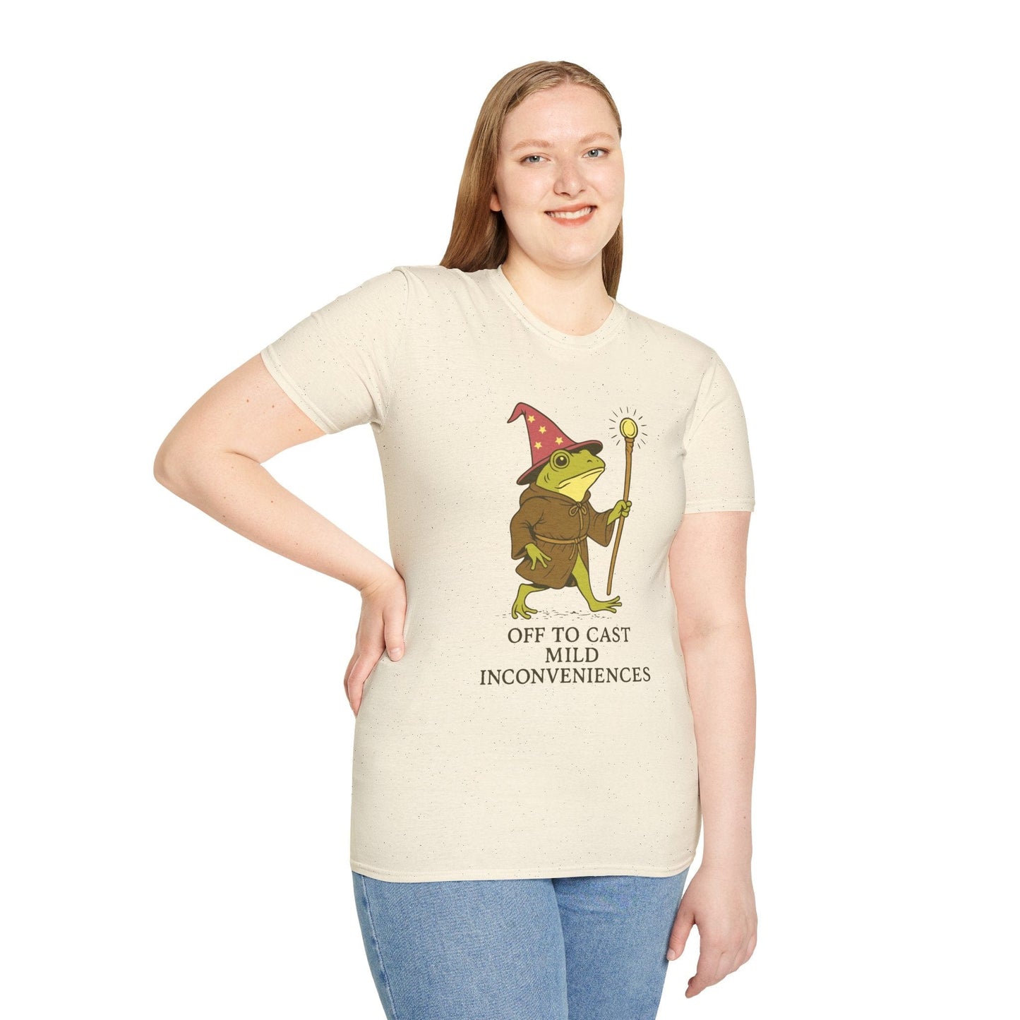 Printify T-Shirt Off to Cast Mild Inconveniences – Wizard Frog T-Shirt