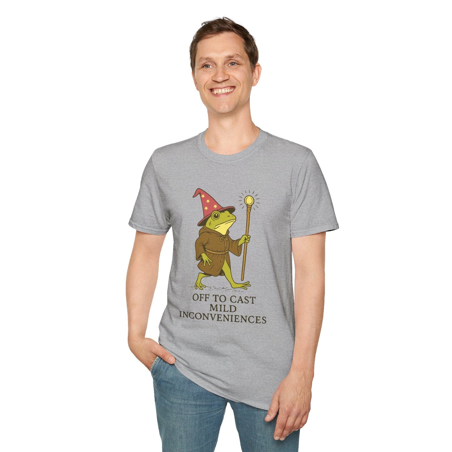 Printify T-Shirt Off to Cast Mild Inconveniences – Wizard Frog T-Shirt