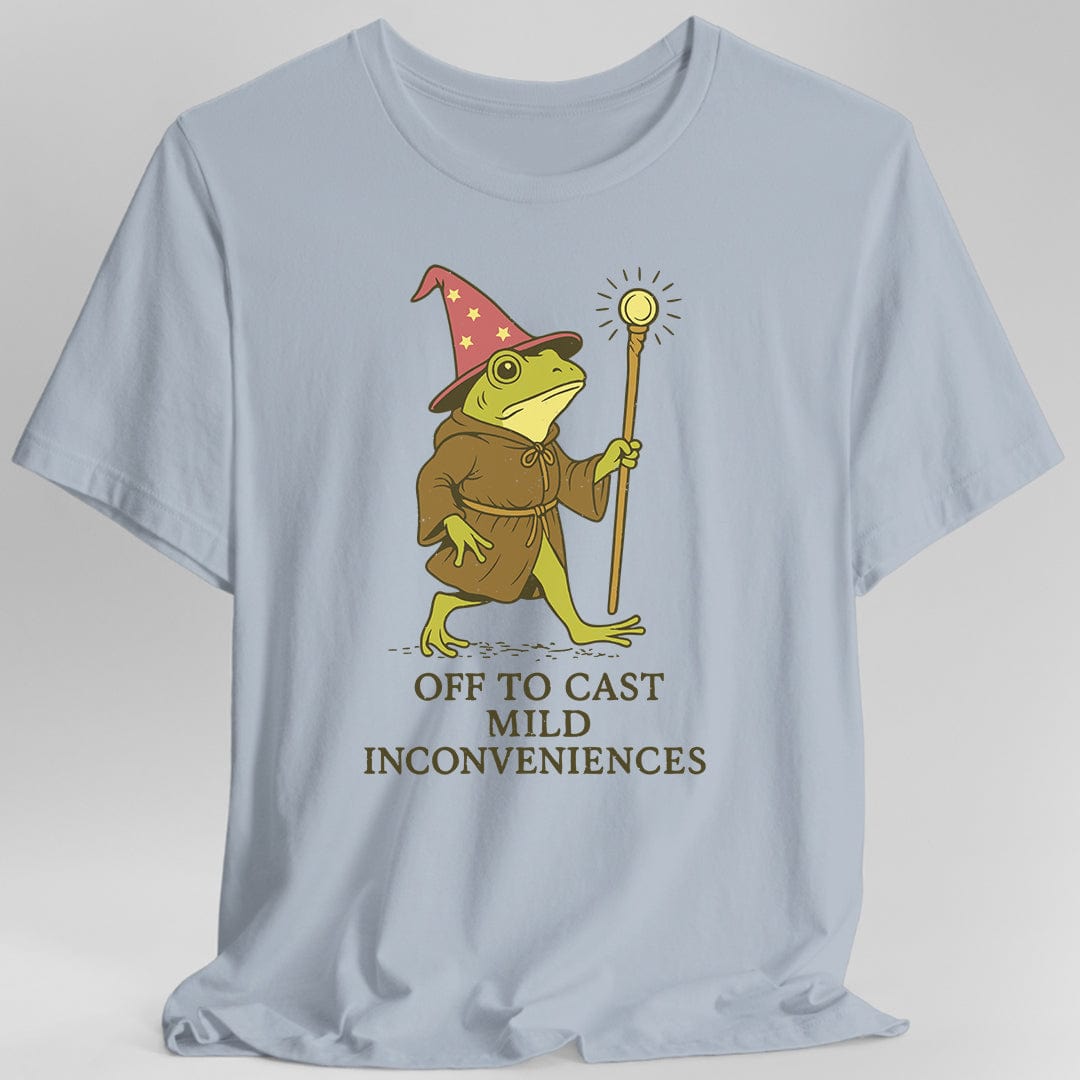 Printify T-Shirt Light Blue / S Off to Cast Mild Inconveniences – Wizard Frog T-Shirt