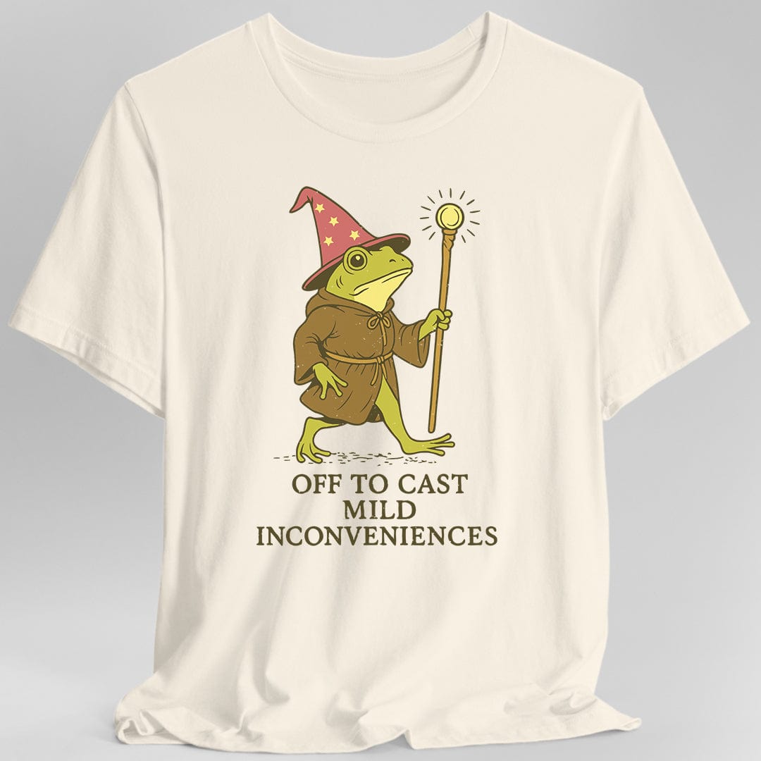 Printify T-Shirt Natural / S Off to Cast Mild Inconveniences – Wizard Frog T-Shirt