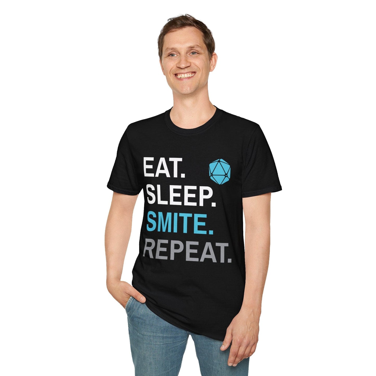 Printify T-Shirt Paladin Smite T-Shirt – 'Eat, Sleep, Smite, Repeat'