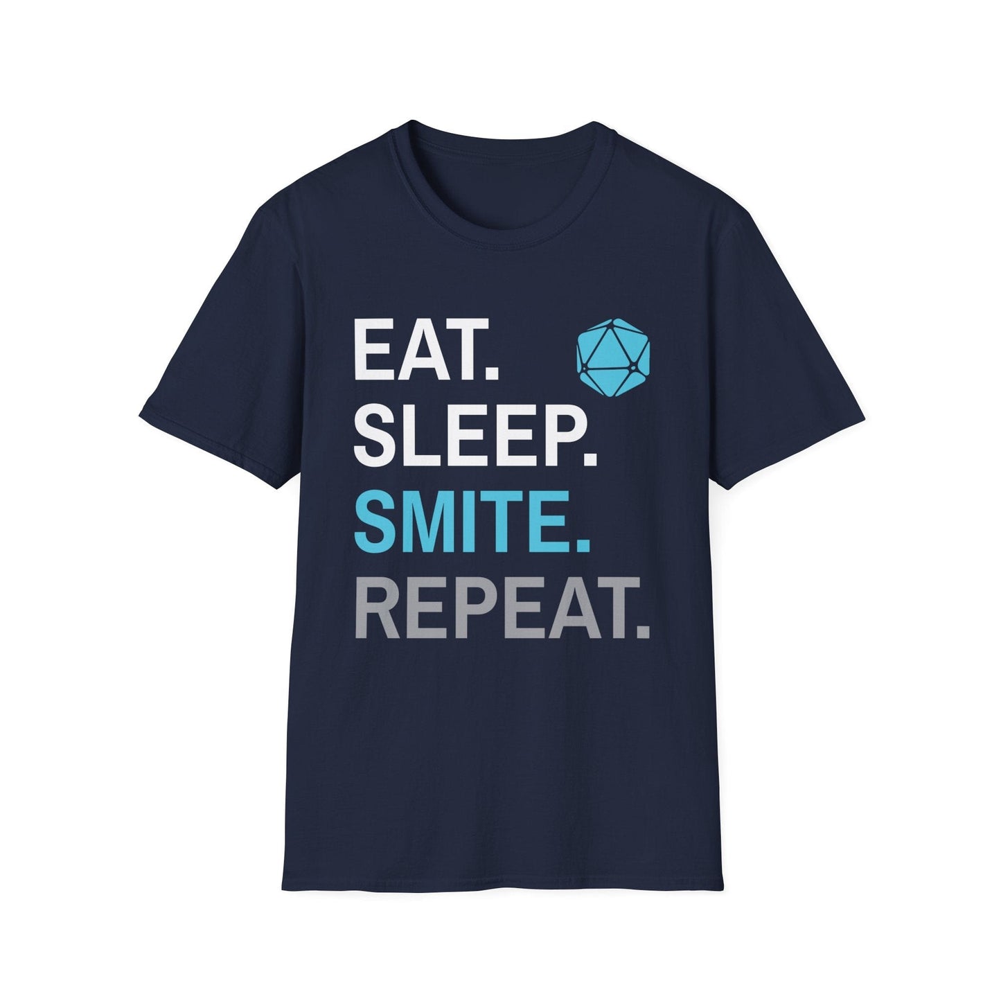 Printify T-Shirt Navy / S Paladin Smite T-Shirt – 'Eat, Sleep, Smite, Repeat'
