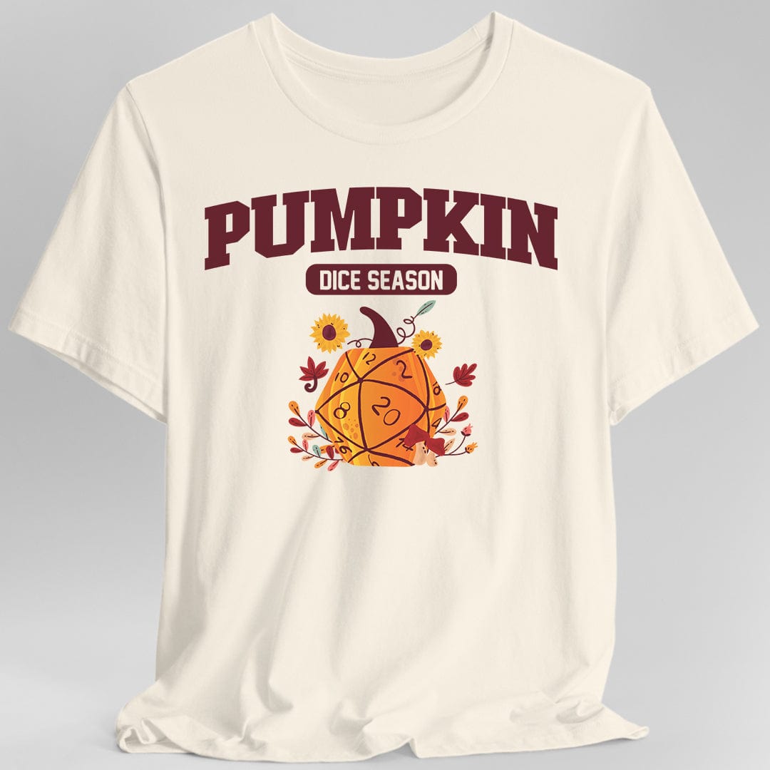 Printify T-Shirt Natural / S Pumpkin Dice Season – Fall D&D T-Shirt