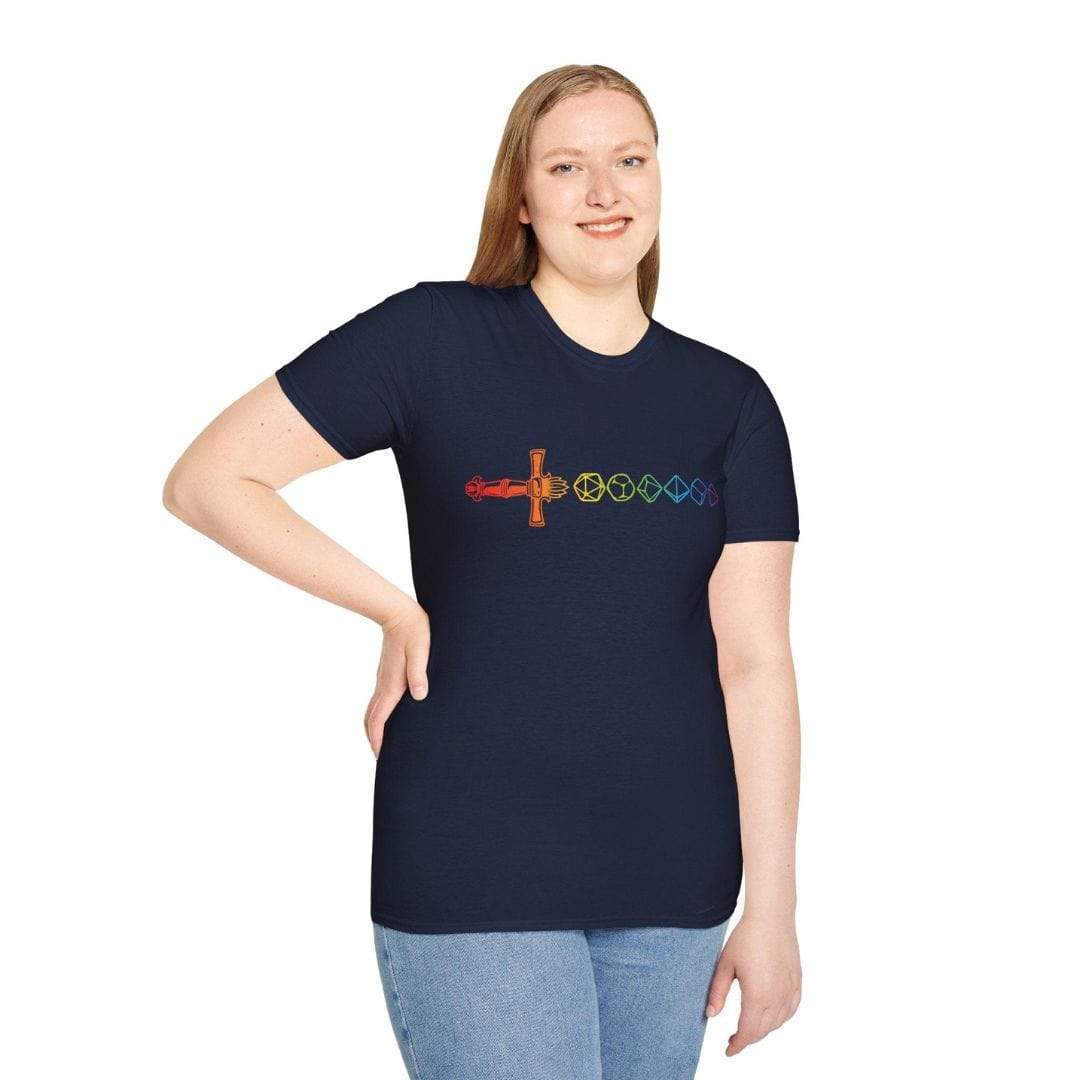 Printify T-Shirt Rainbow Dice Sword T-Shirt