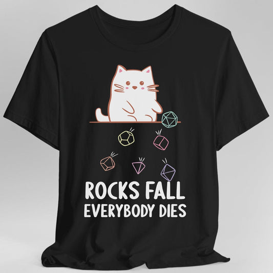 Printify T-Shirt Black / S Rocks Fall Everybody Dies Kawaii Cat T-Shirt