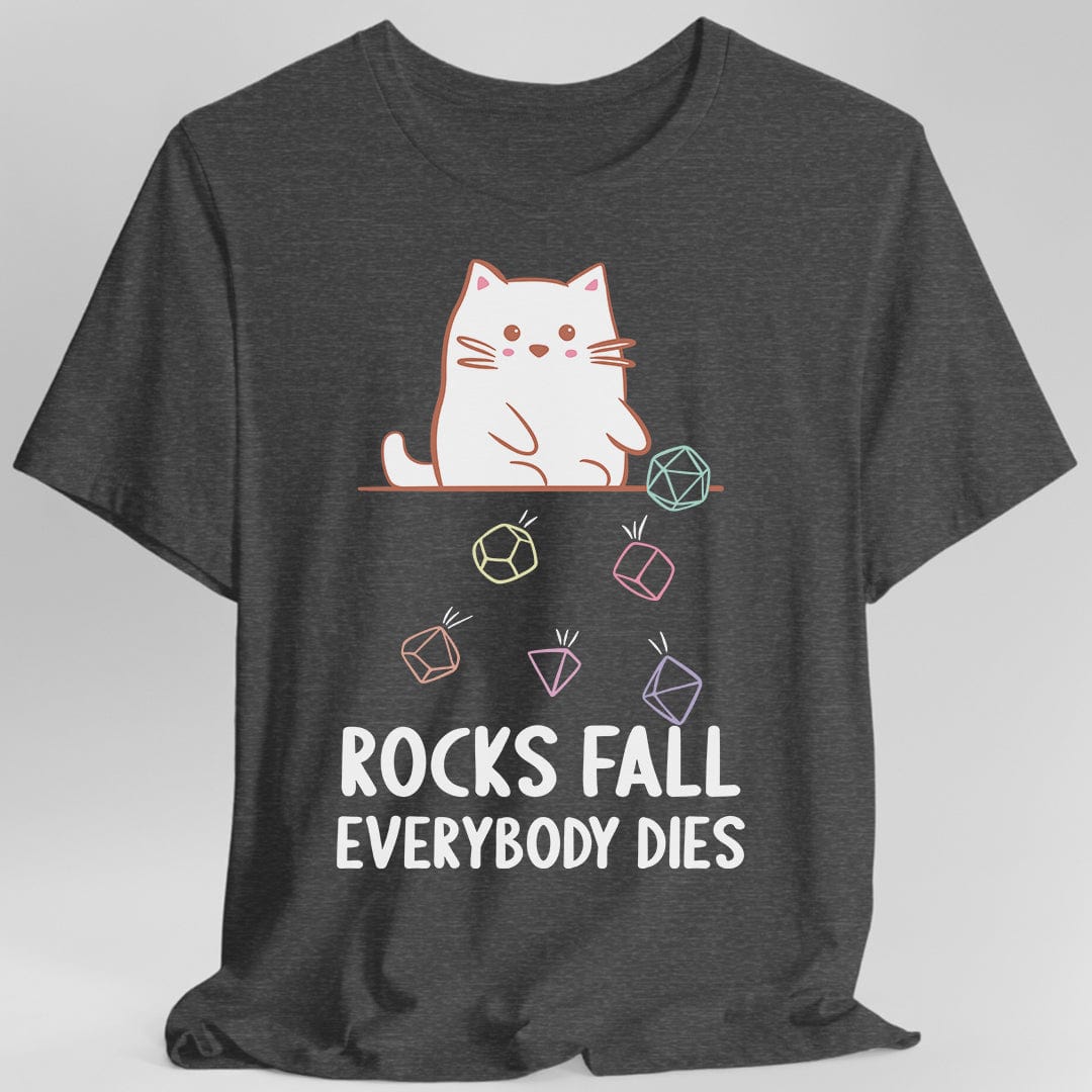 Printify T-Shirt Dark Heather / S Rocks Fall Everybody Dies Kawaii Cat T-Shirt