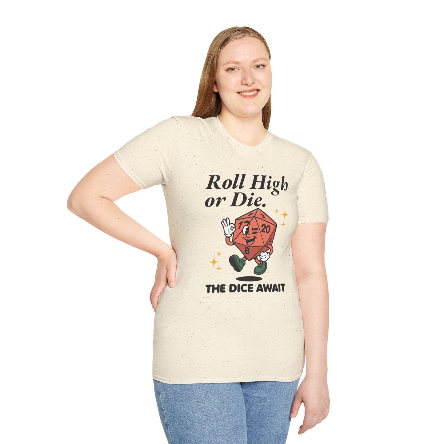 Printify T-Shirt Roll High or Die Retro DnD T-shirt