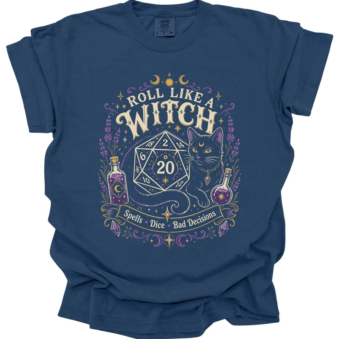 Printify T-Shirt True Navy / S Roll Like a Witch T-Shirt - Comfort Colors