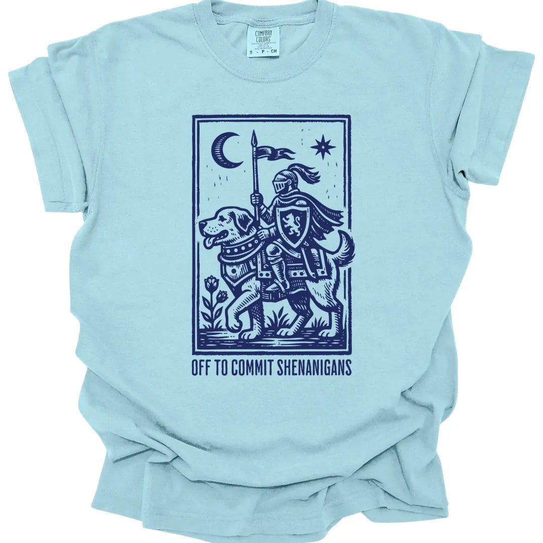 Printify T-Shirt Chambray / S Shenanigans Knight Dog T-shirt - Comfort Colors