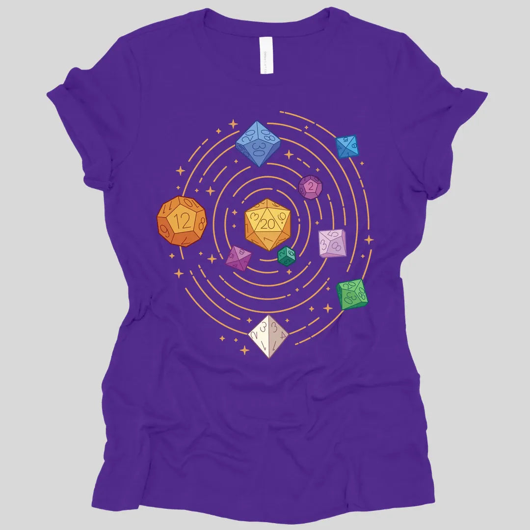 Printify T-Shirt Team Purple / S Space Dice Solar System Women's T-shirt